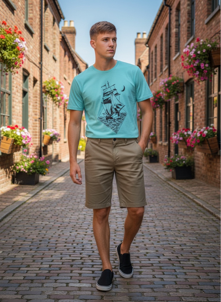 T.shirt verde claro barco