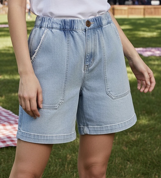 Bermuda jeans feminina cor clara
