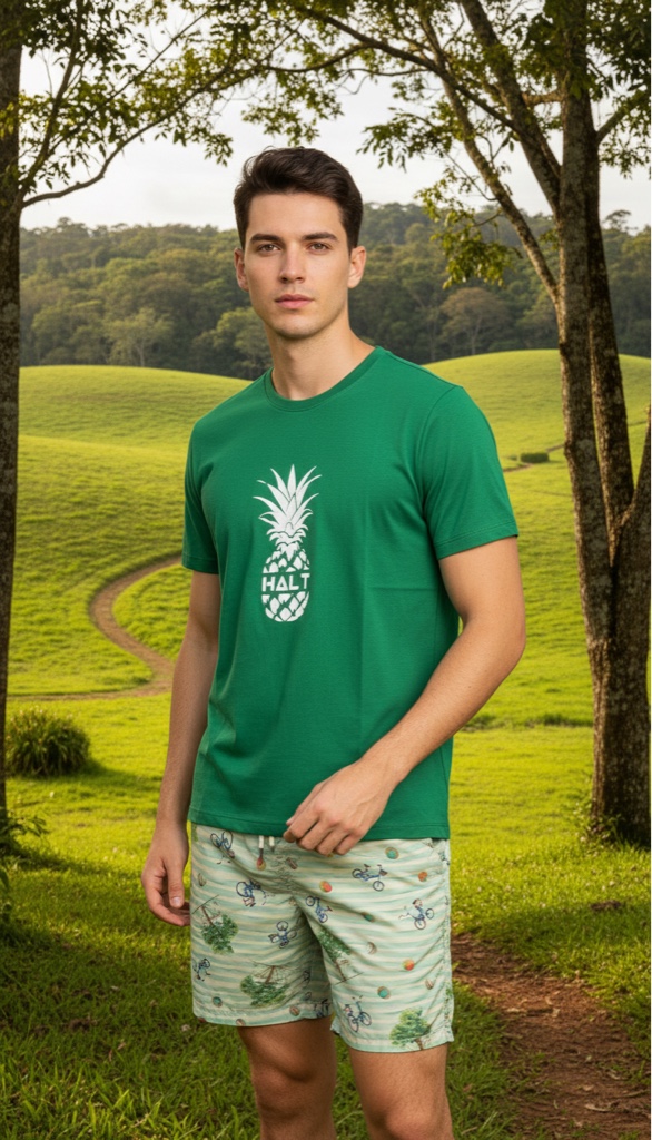 T.shirt verde bandeira abacaxi