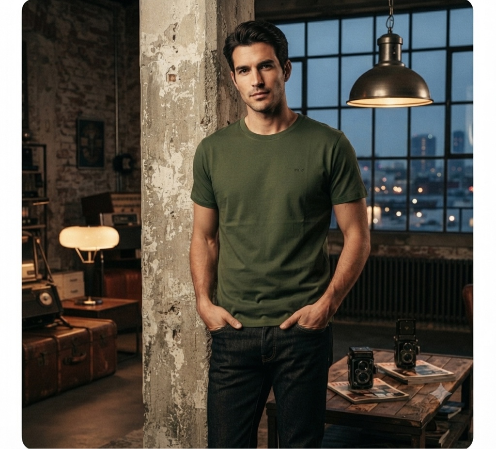 t.shirt verde militar lisa