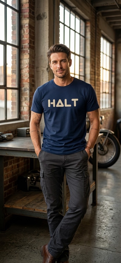 T-shirt azul marinho Halt