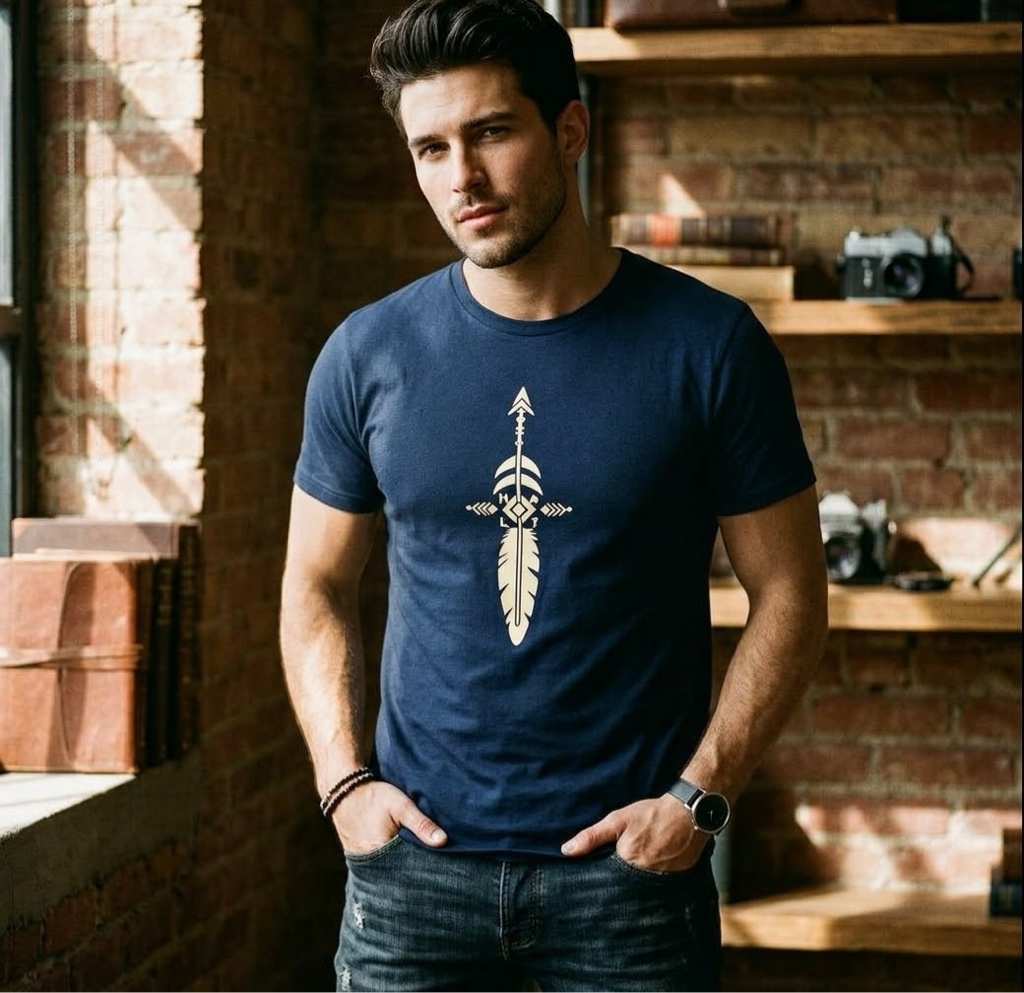 T-shirt azul marinho pena
