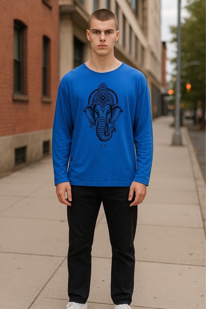T.shirt manga longa azul elefante