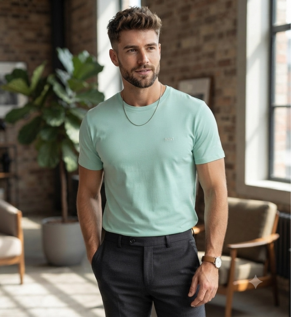 T.shirt verde claro lisa