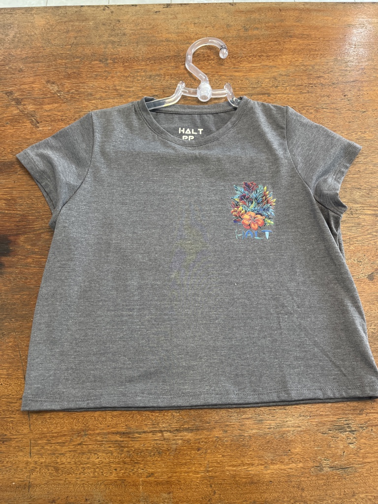 Cropped cinza grafite flor