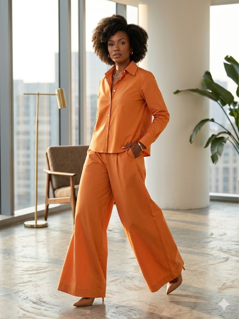 Camisa manga longa feminina laranja