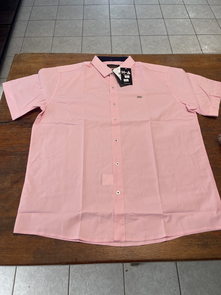 Camisa social manga curta rosa