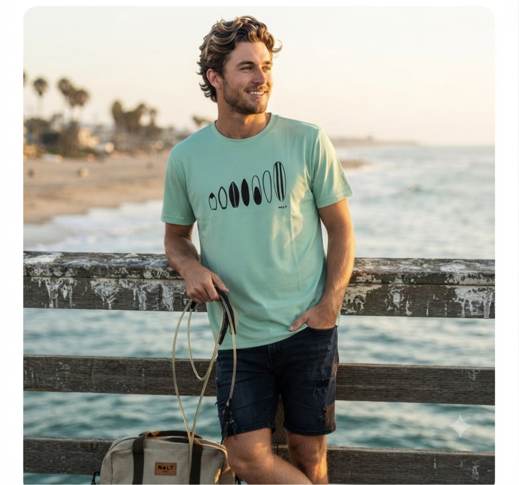T.shirt verde claro pranchas