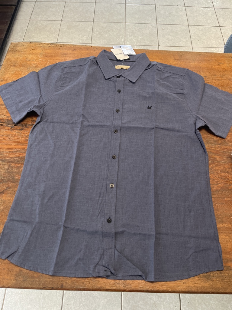 Camisa social manga curta azul escuro