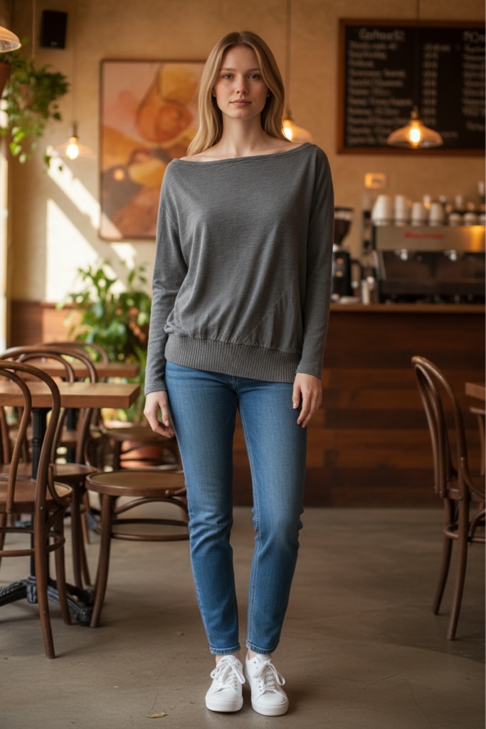 Blusa manga longa cinza escuro