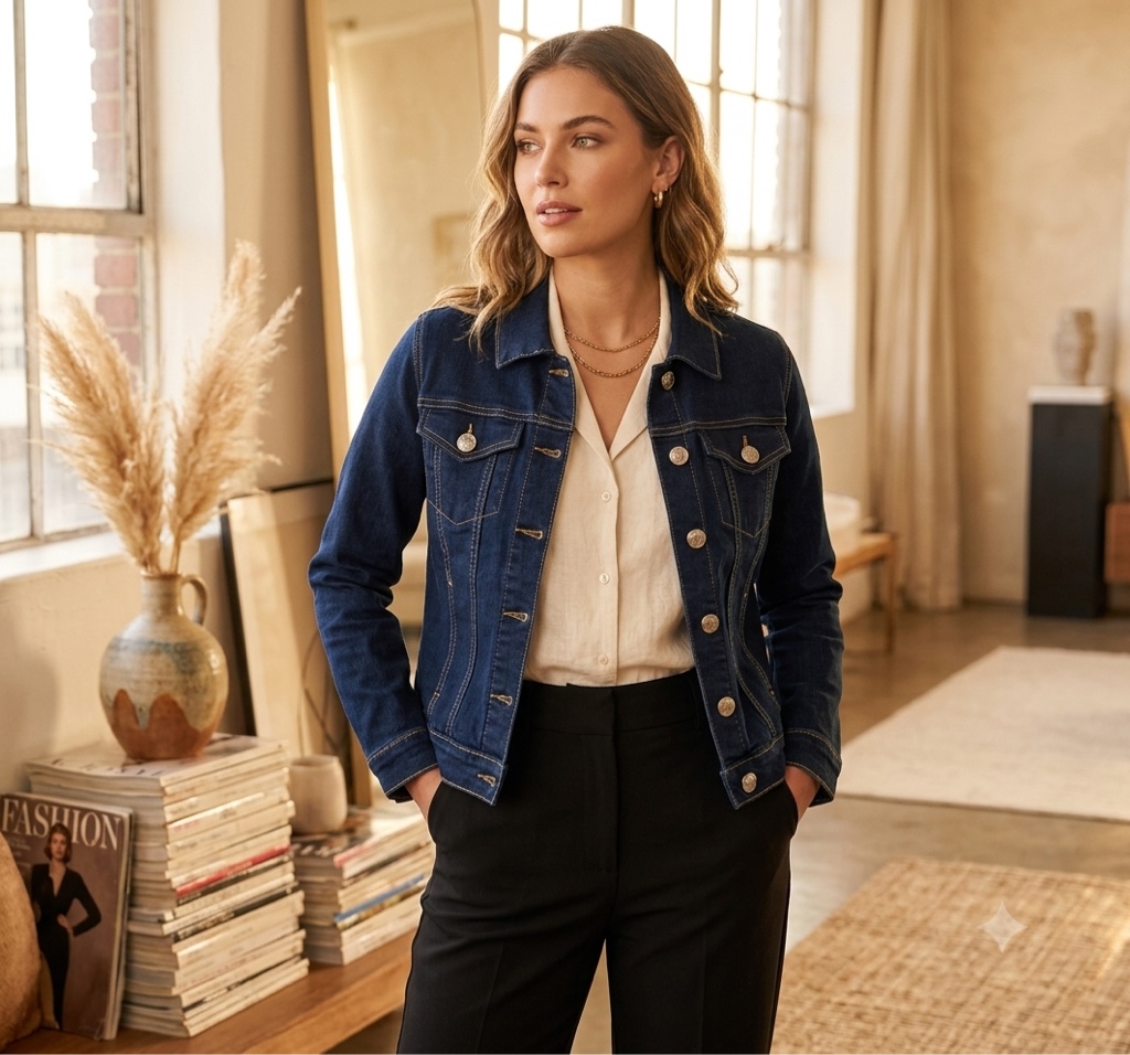 Jaqueta jeans azul escuro