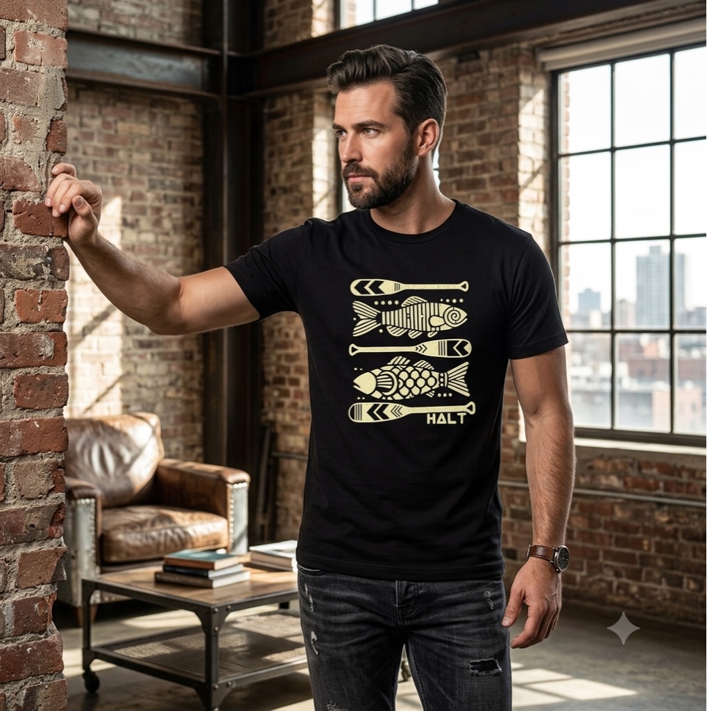 T.shirt preta peixes