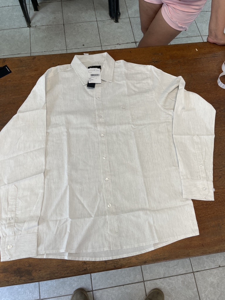 Camisa social manga longa maquinetato fio tinto maquinetado listrado
