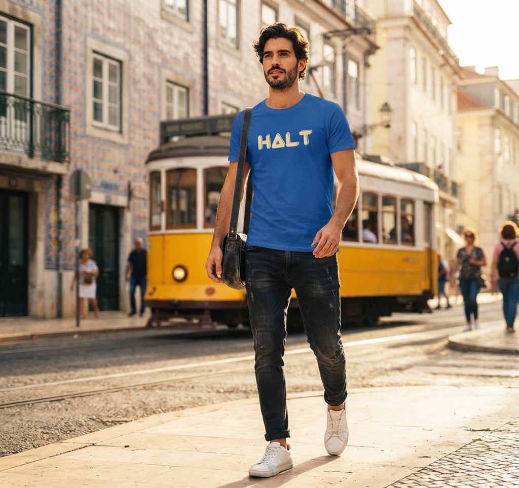 T.shirt azul royal halt 3d