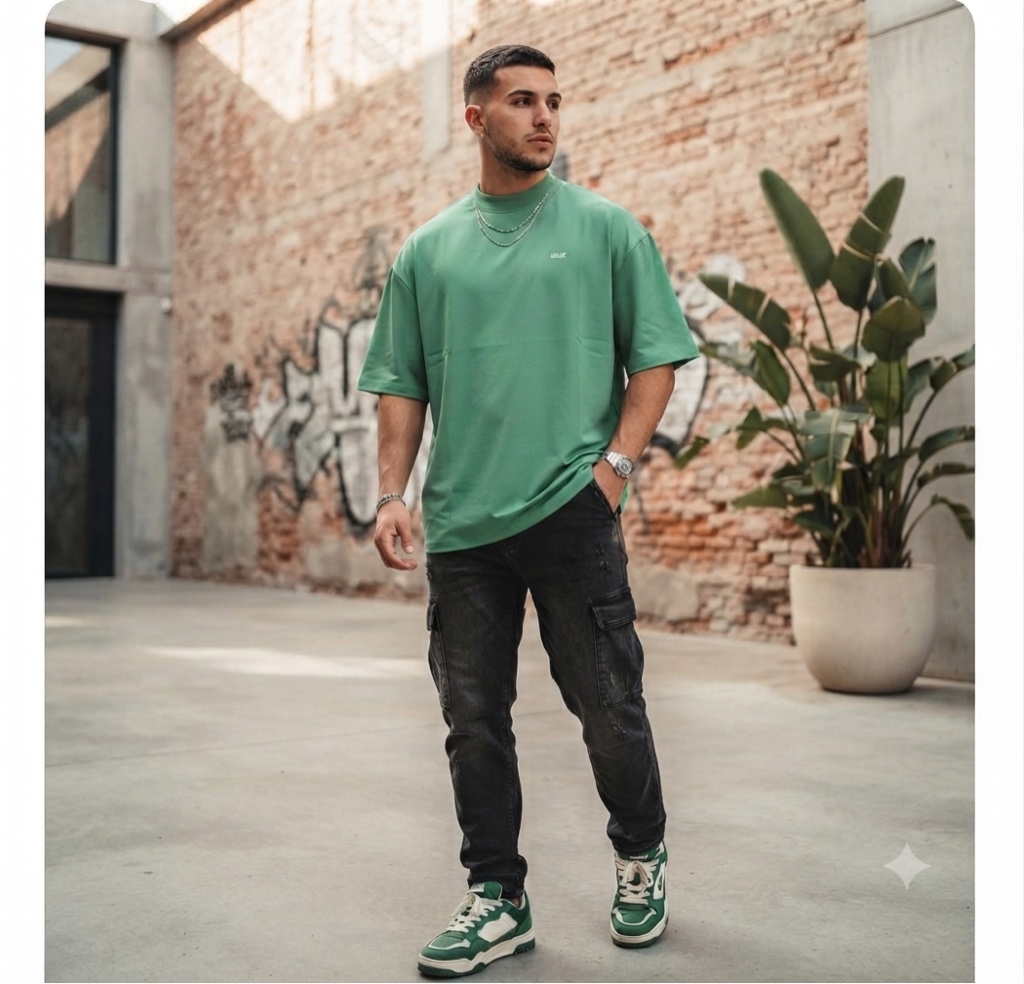 T.shirt verde claro oversized