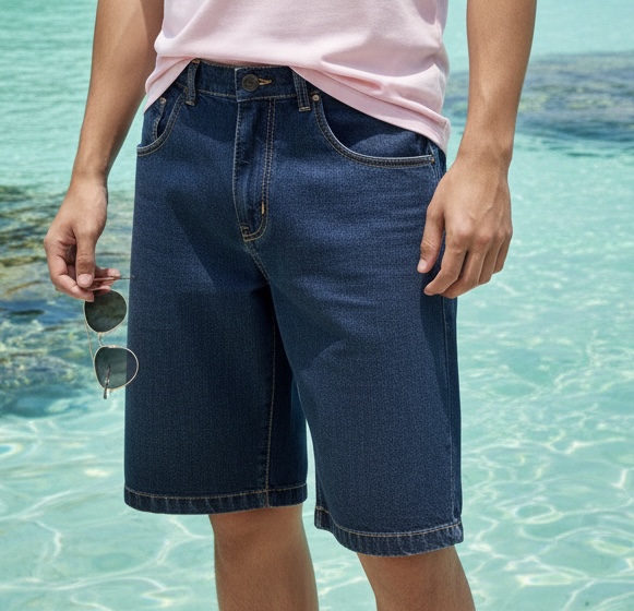 Bermuda azul escura jeans