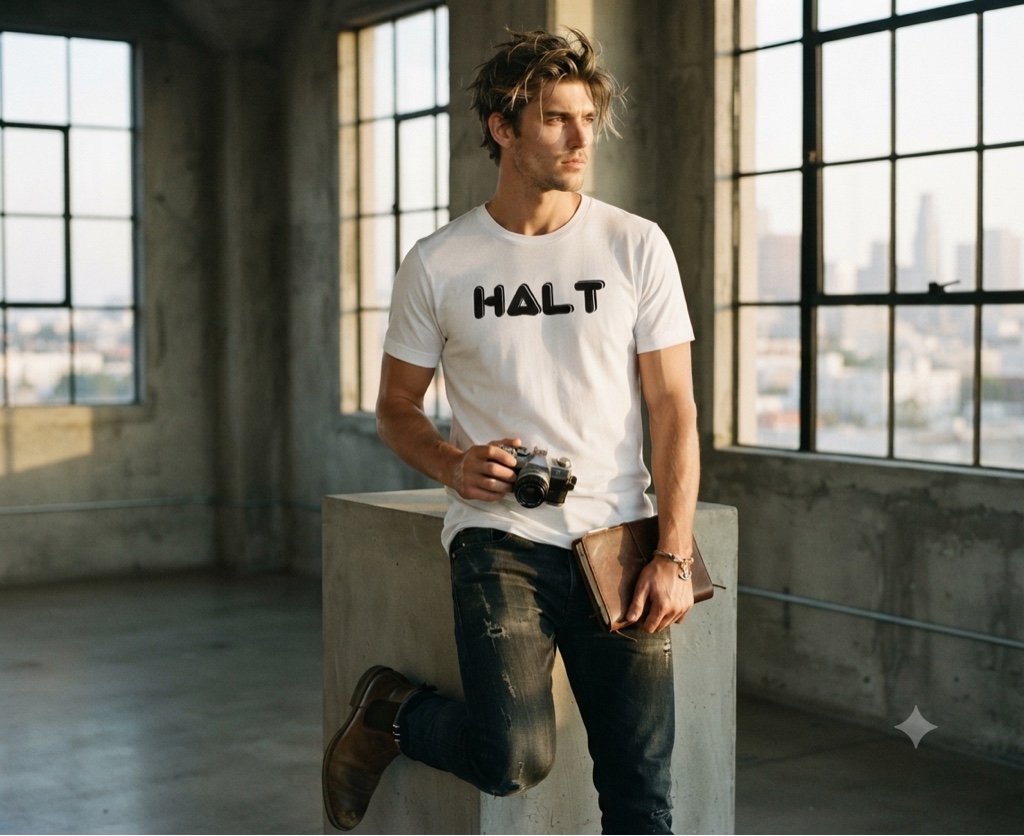 T.shirt branca halt 3d