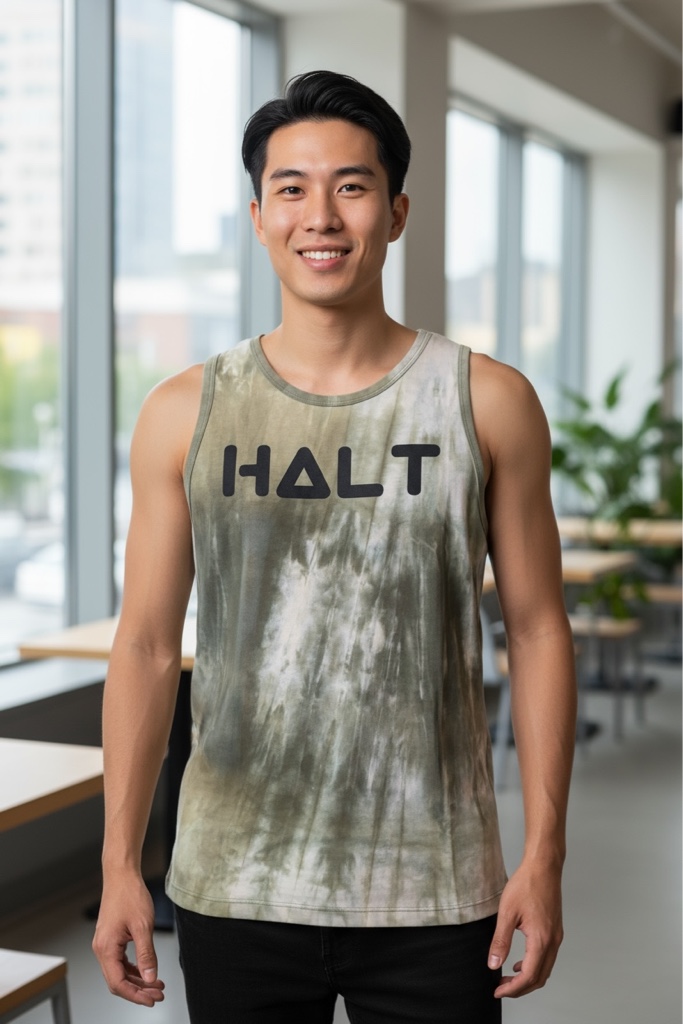 Regata tie dye verde e branco HALT