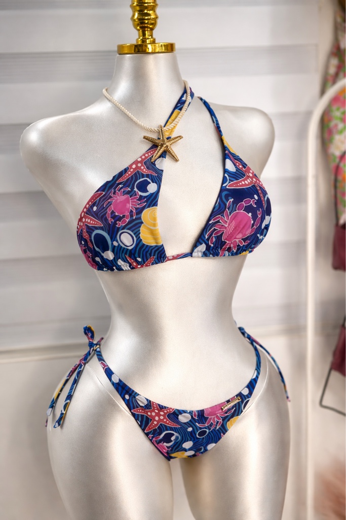 Bikini azul estampado