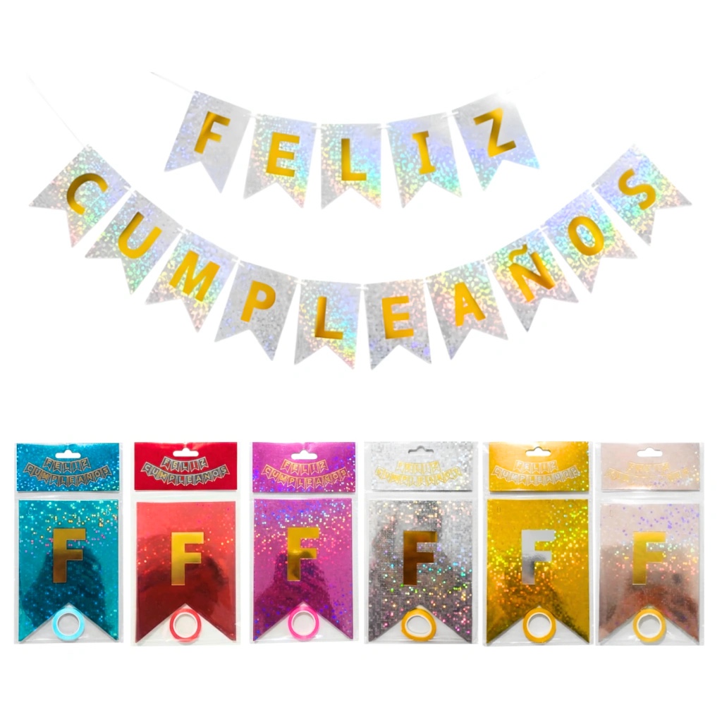 Banderín Feliz Cumpleaños holográfica