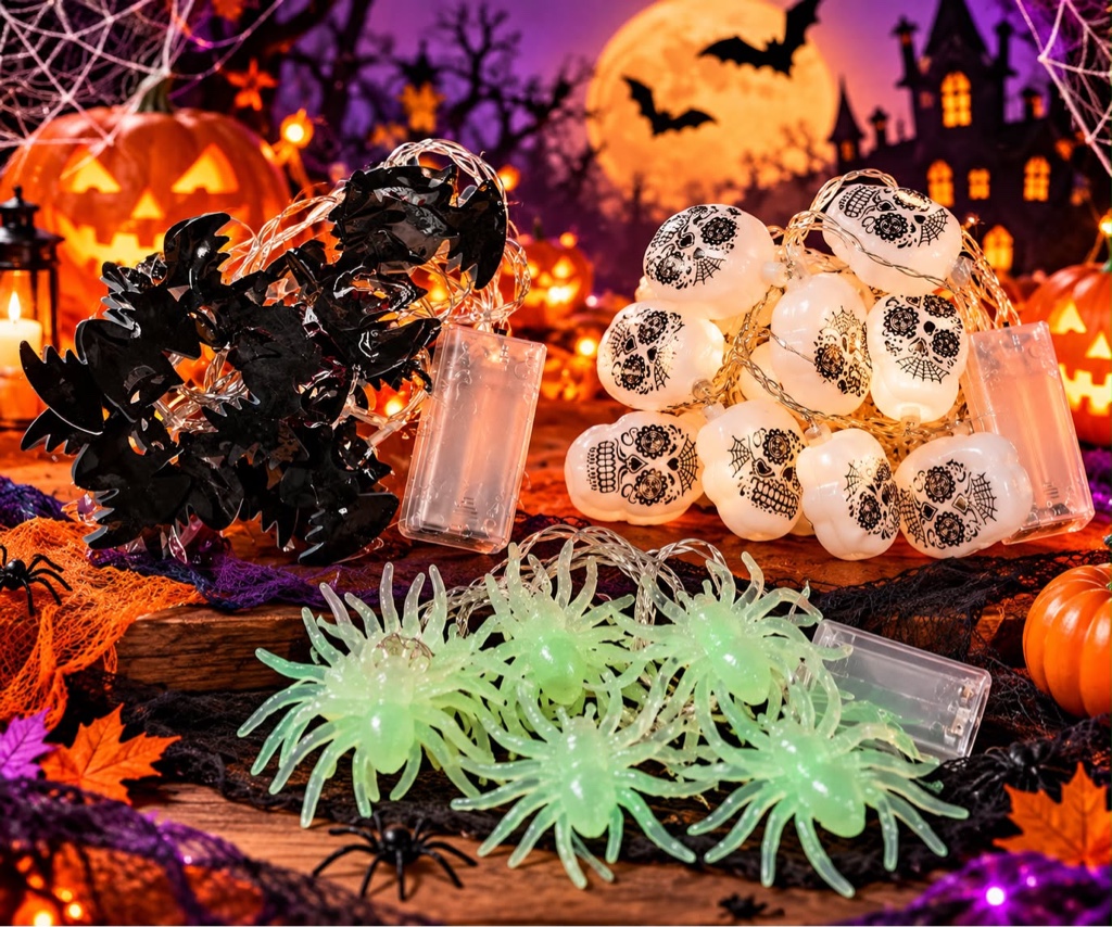 Guirnalda Halloween calabaza y murciélago