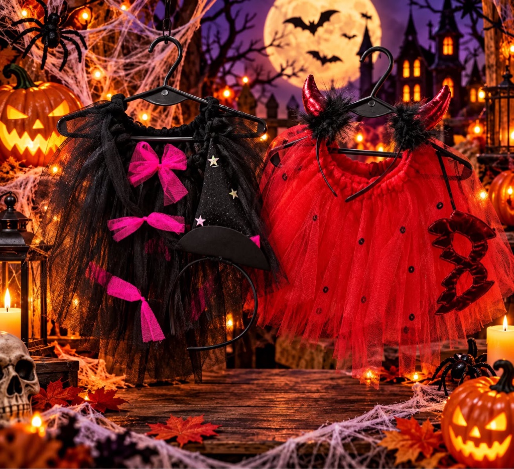 Set Halloween brujita y diablita