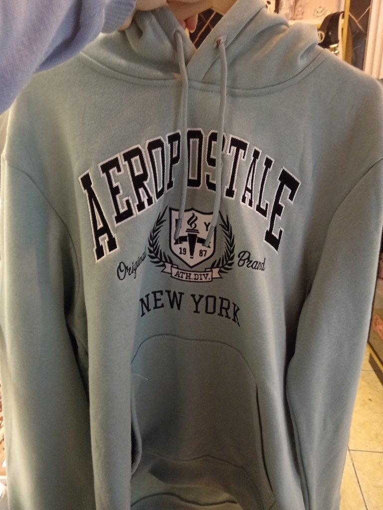Aeropostale polera hoodie celeste agua