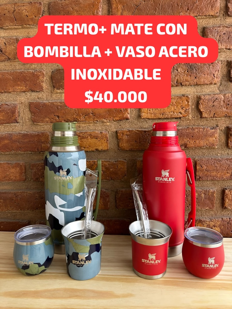 SET TERMO+BOMBILLA + VASO ACERO INOXIDABLE