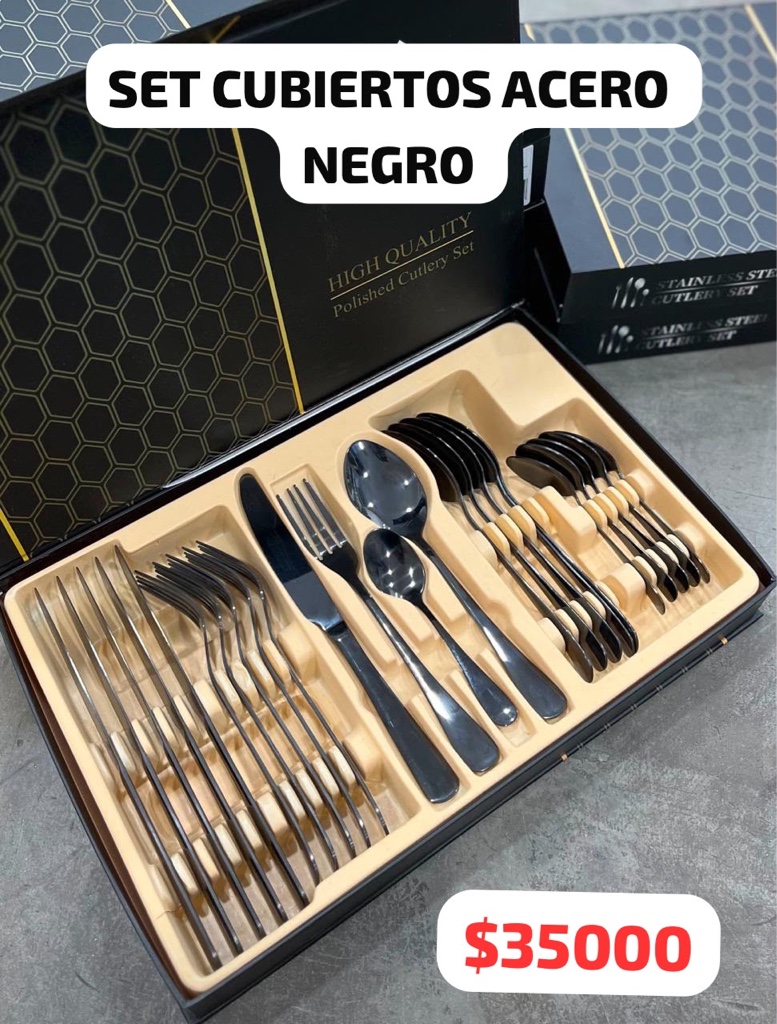 SER CUBIERTOS ACERO NEGRO