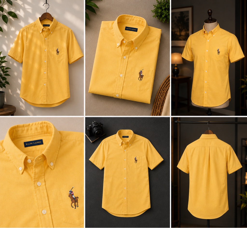 Camisa Ralph Lauren Oxford Manga Corta – Amarillo