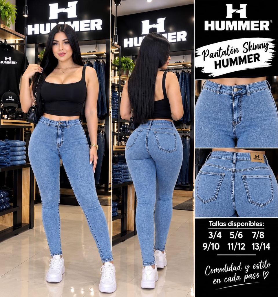 Jeans Skinny HUMMER de tiro alto
