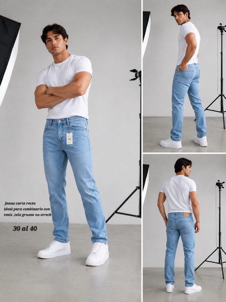 Jeans corte recto.