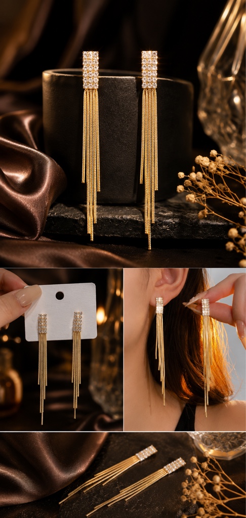 Aretes Largos con Brillo