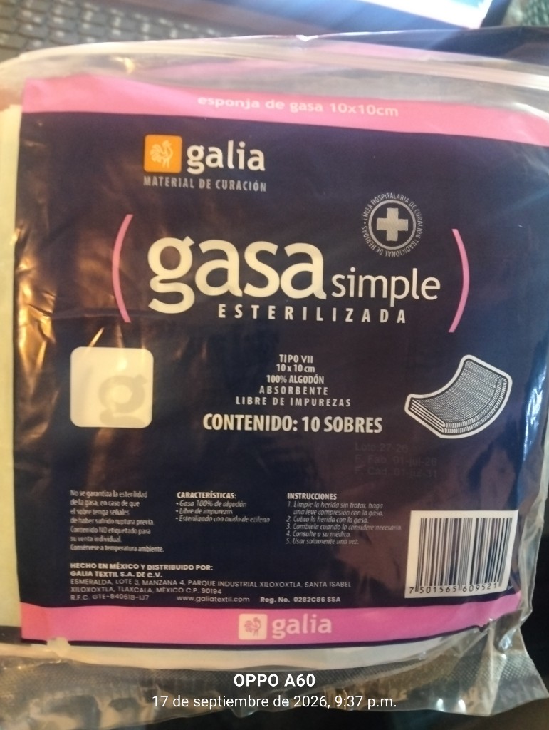 Galia gasa simple esterilizada 10cm