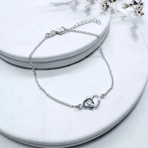 Pulsera dos corazones Acero Quirurgico
