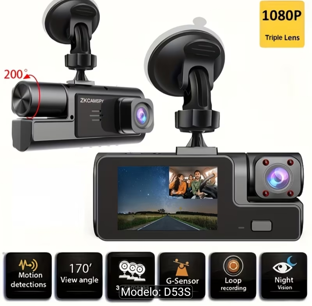Cámara para carro ZKCAMSPY D53S 1080P triple lens