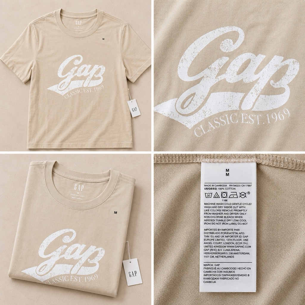 CAMISETA GAP LOGO - CREMA
