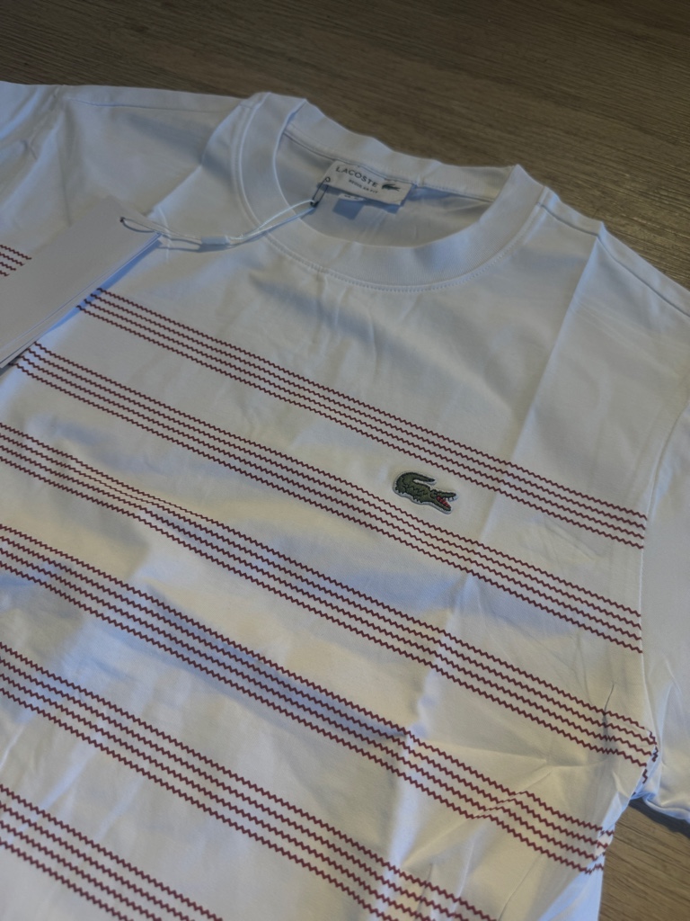 Lacoste camiseta blanca rayas 3421