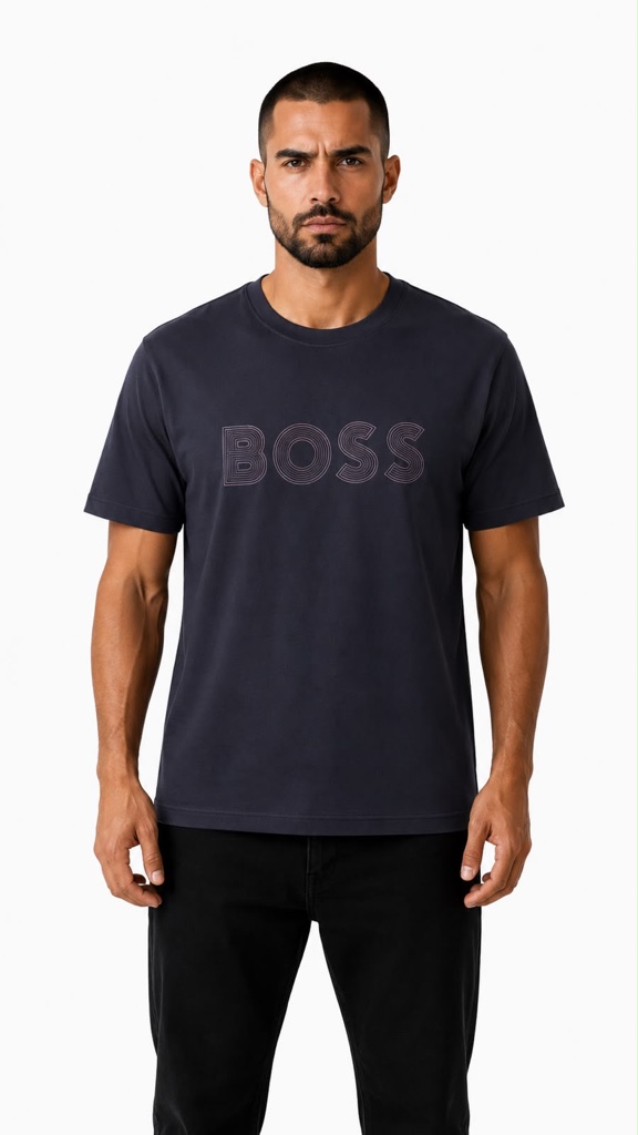 BOSS camiseta azul oscura Alto relieve