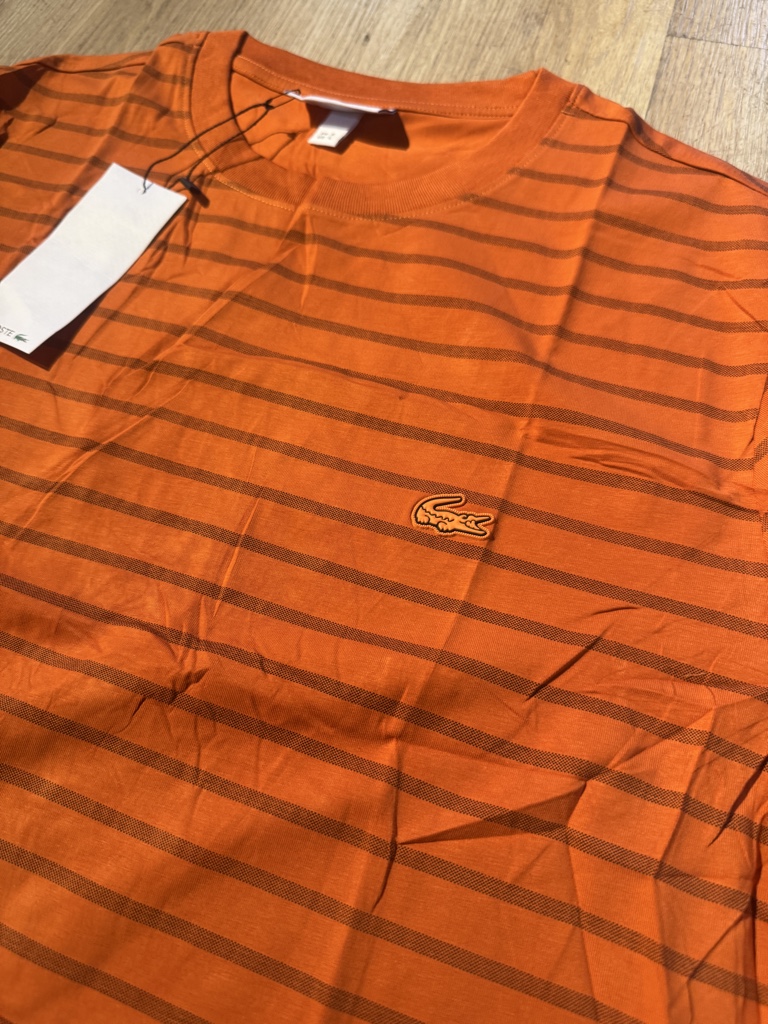 Lacoste camiseta naranja rayas L