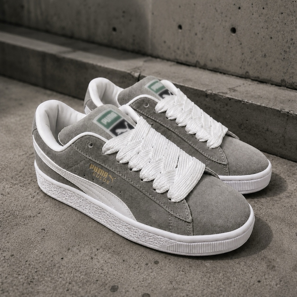 Suede Gris/Blanco