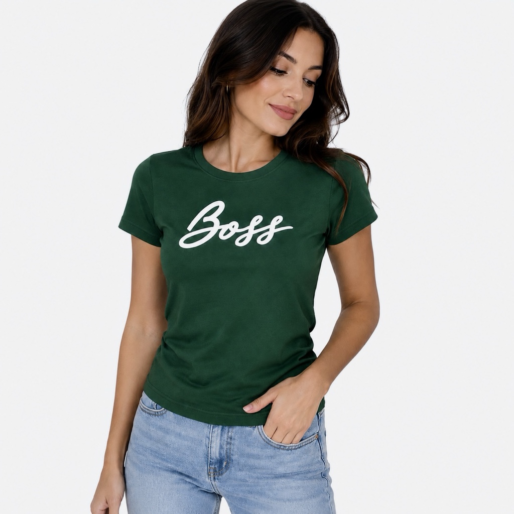 Playera Dama Verde Boss (estampada )