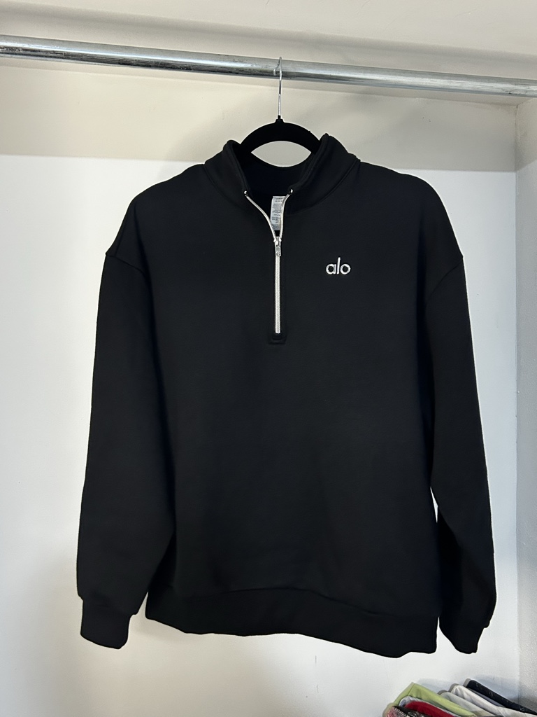 ALO YOGA ZIPPER 1/4 ACCOLADE (Negro)