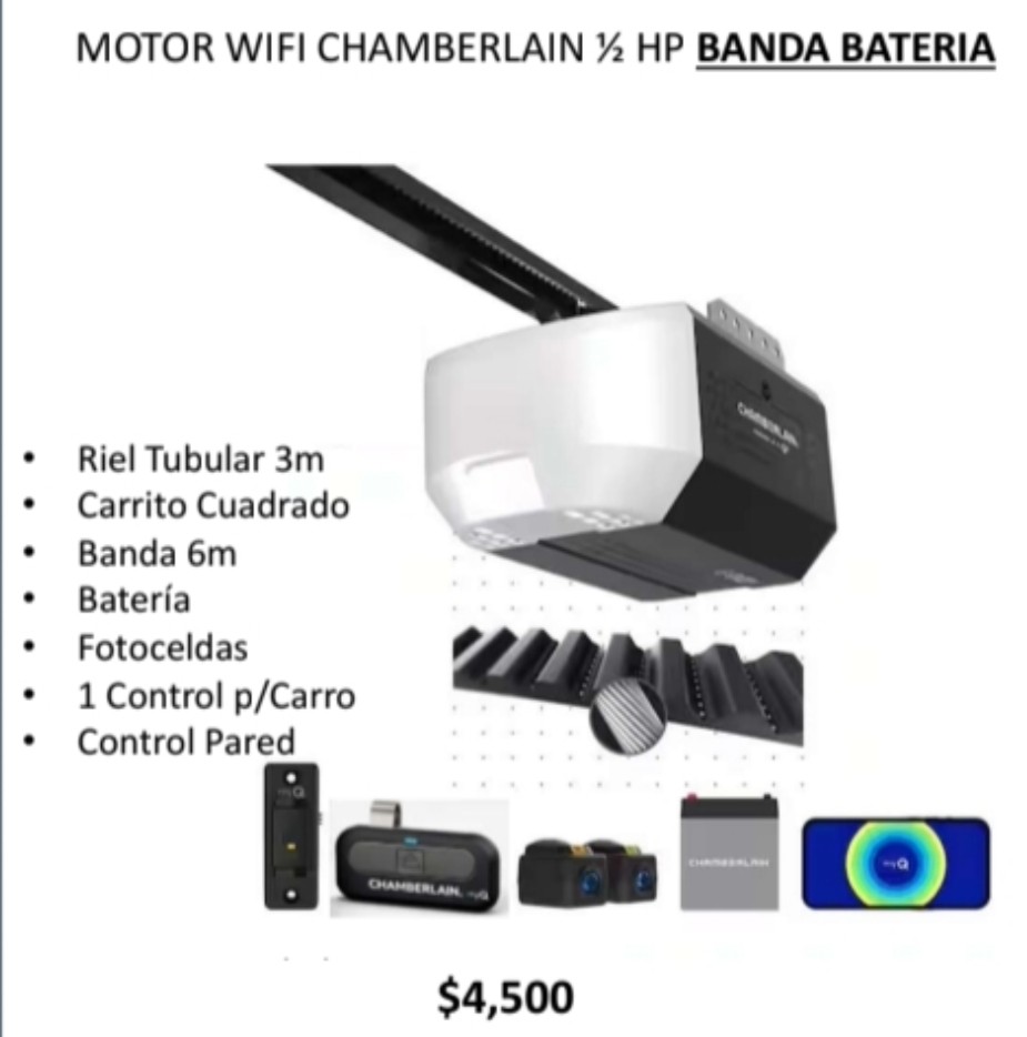 Motor Wifi 1/2hp Chamberlain Bateria, Banda
