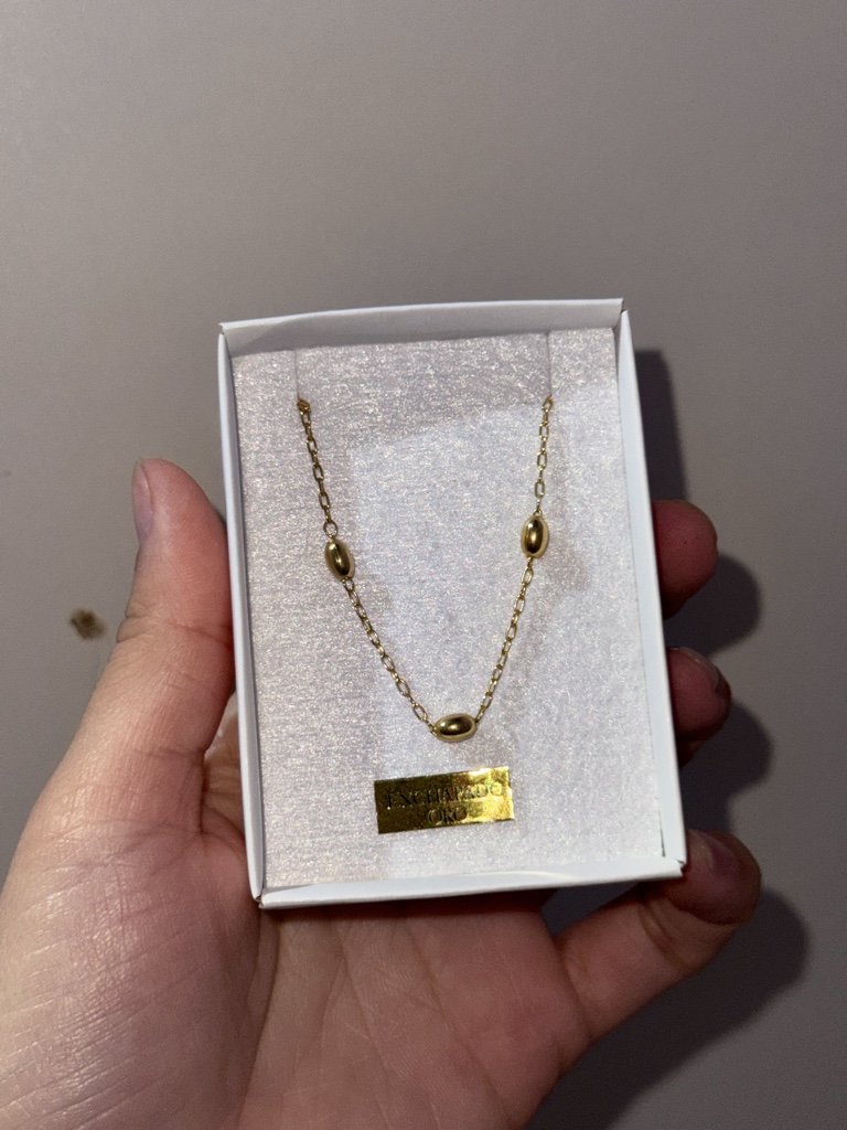 Pulsera cubana perlas enchapada en oro