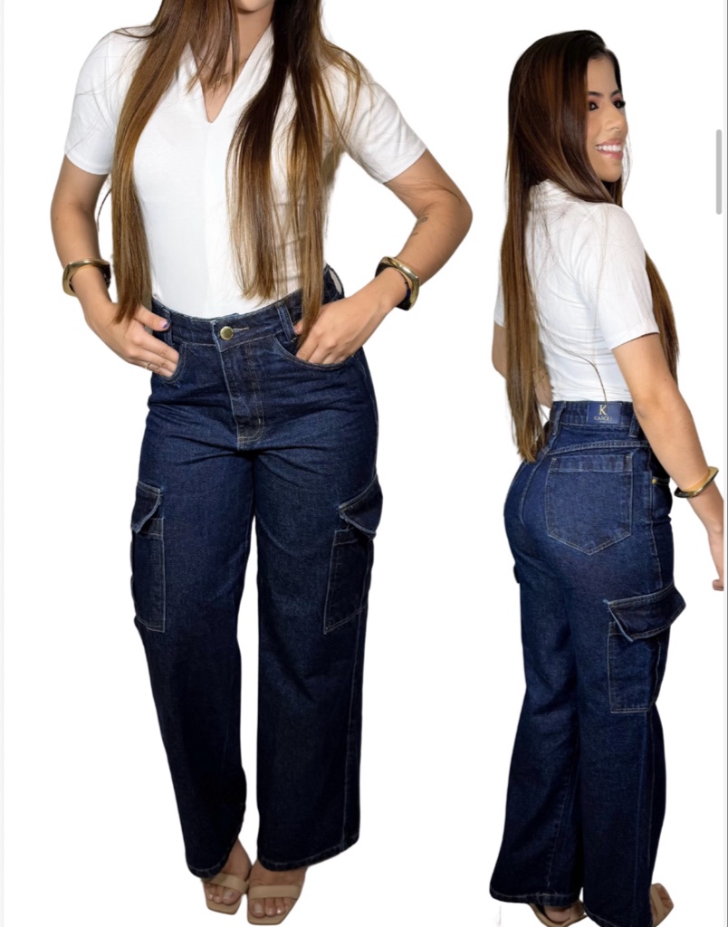 Calça cargo jeans