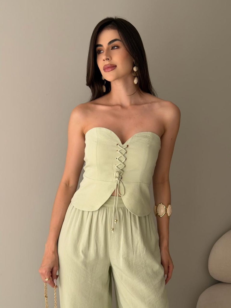 Conjunto blusa tomara q caia+calça Aladim