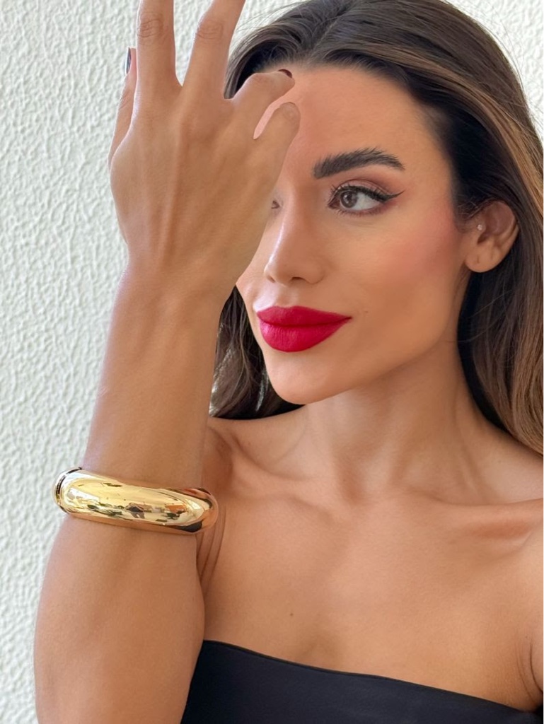 Bracelete folheado redondo liso