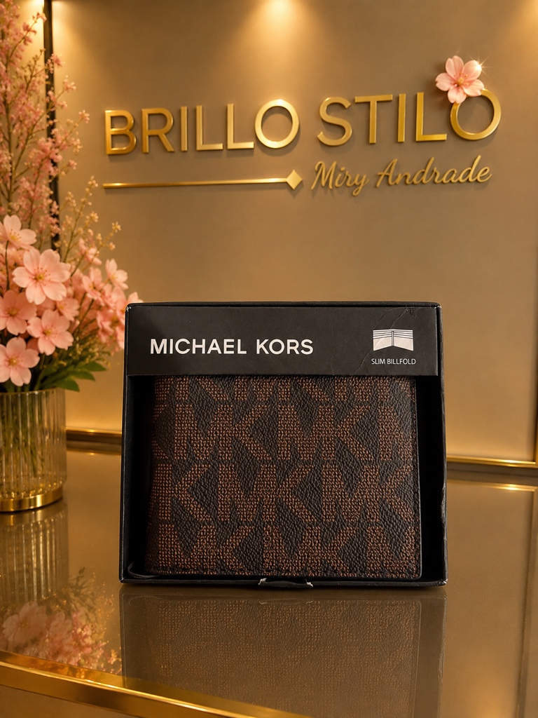 Cartera Michael Kors Slim Billfold Signature para Caballero 🤎