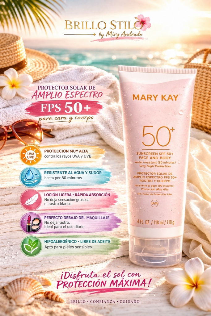 Protector Solar de Amplio Espectro FPS 50+ Mary Kay® para Rostro y Cuerpo